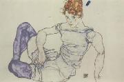 Egon Schiele Seated Woman in Violet Stockings (mk12) oil painting reproduction